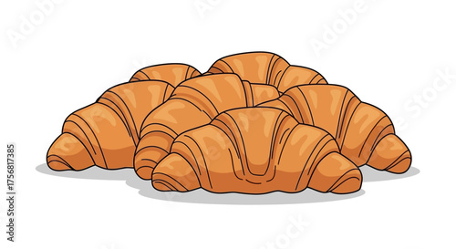 A delightful assortment of golden-brown croissants, freshly baked and stacked, perfect for a delectable breakfast or a sweet treat anytime