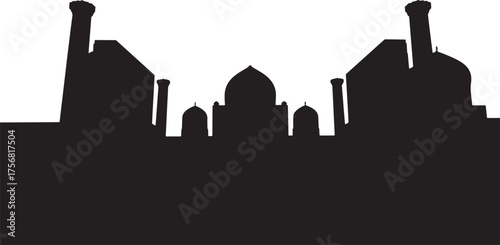 Vector Illustration Silhouette Islamic Mosque Building Architecture Ramadan