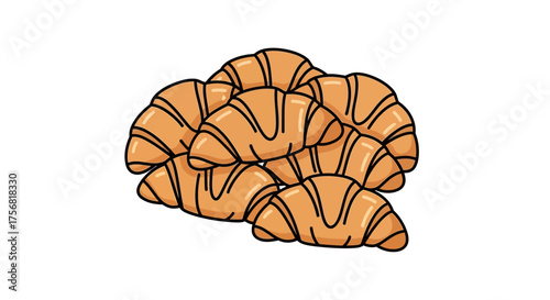 Pile of golden croissants, a delicious and tempting pastry perfect for breakfast or brunch