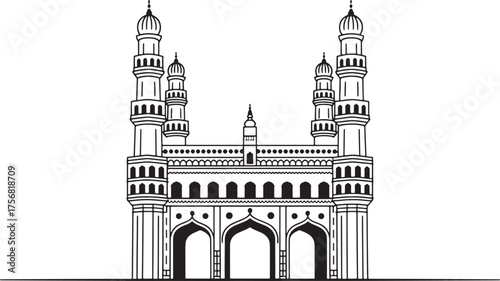 Charminar Hyderabad India Islamic Architecture Building Landmark Vector