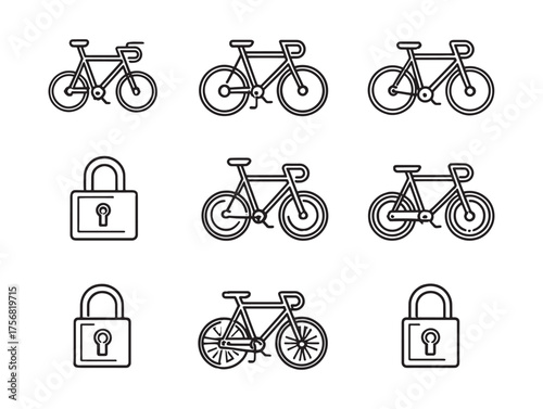 Bike Lock Security line art drawing
