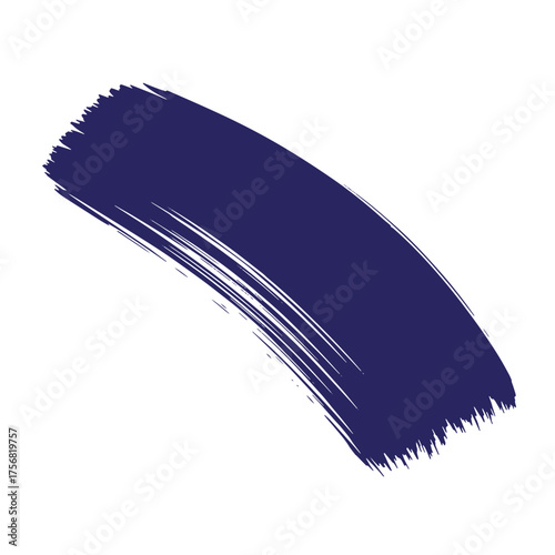 Abstract brushstroke in deep indigo color on a clean white background for design purposes