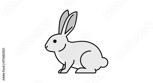 Minimalist rabbit illustration with clean lines and soft color palette providing a whimsical