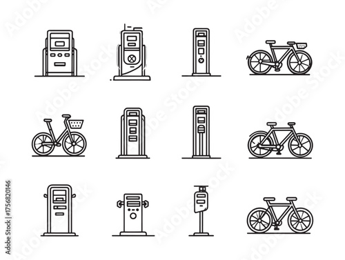 Bike Share Station Line Art Minimal Design
