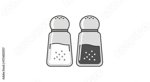 Minimalistic salt and pepper shakers illustration for seasoning needs in dining area