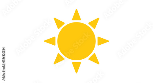 Simple radiant sunshine symbol on white backdrop creates summer warmth feeling