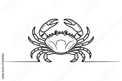 crab icon illustration isolated vector sign symbol. one line Icon drawing with white background