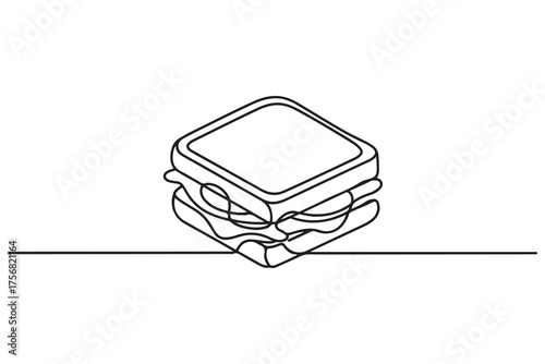 sandwich icon. one line Icon drawing with white background