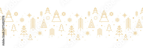 Christmas Tree Border (Gold, Holidays Banner, Winter Pattern)