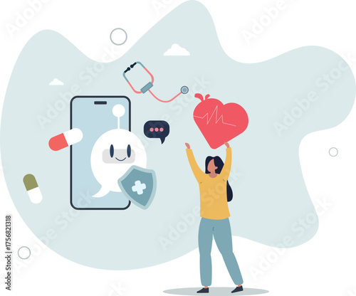 Chatbots in healthcare with health support and assistance.Digital doctor with patient treatment consultations,life and employment of people.