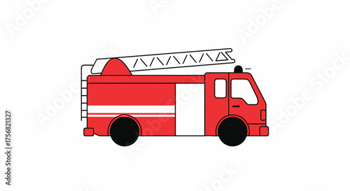 Stylized fire engine illustration for children's books and emergency themed designs