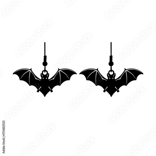 Bat-shaped earrings in black color for Halloween accessory  