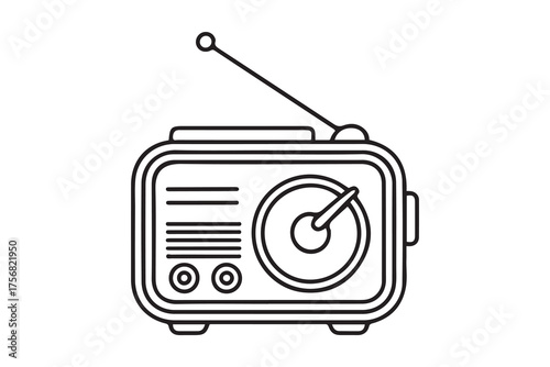 outline radio icons. one line Icon drawing with white background