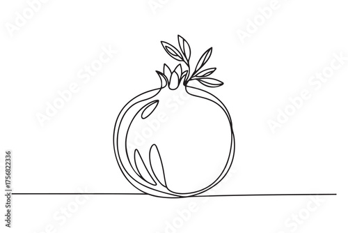 Pomegranate Icon. one line Icon drawing with white background