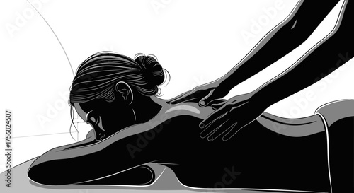 A back massage with hands gently working on a body