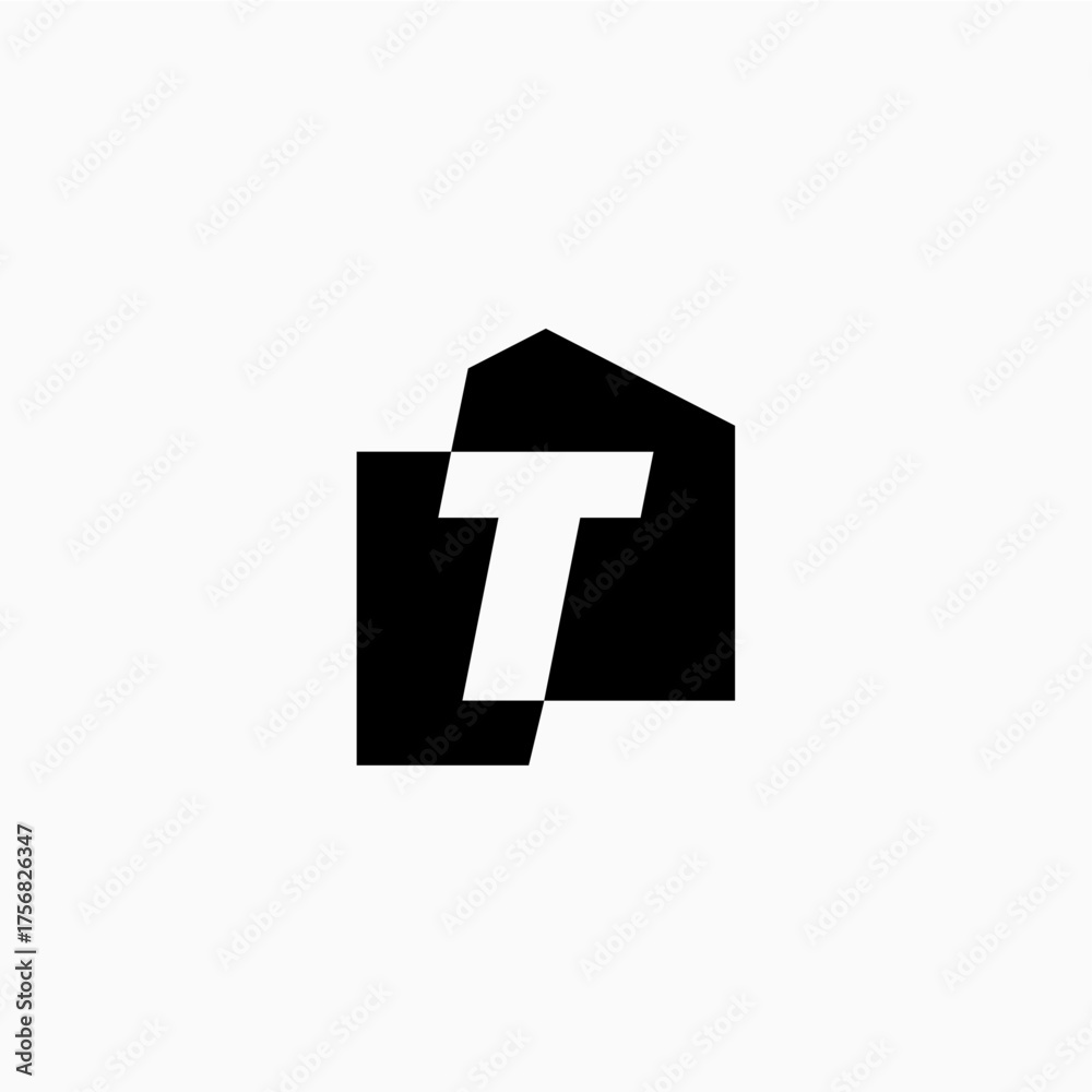 Fototapeta premium letter t house home mortgage real estate living logo vector icon illustration