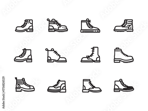 Boots Line Art Walking Into Winter