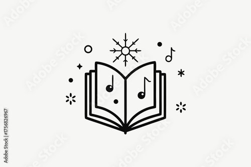 Carol book open page holiday singing celebration icon  