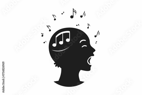 Carol singer head minimal silhouette winter song icon  