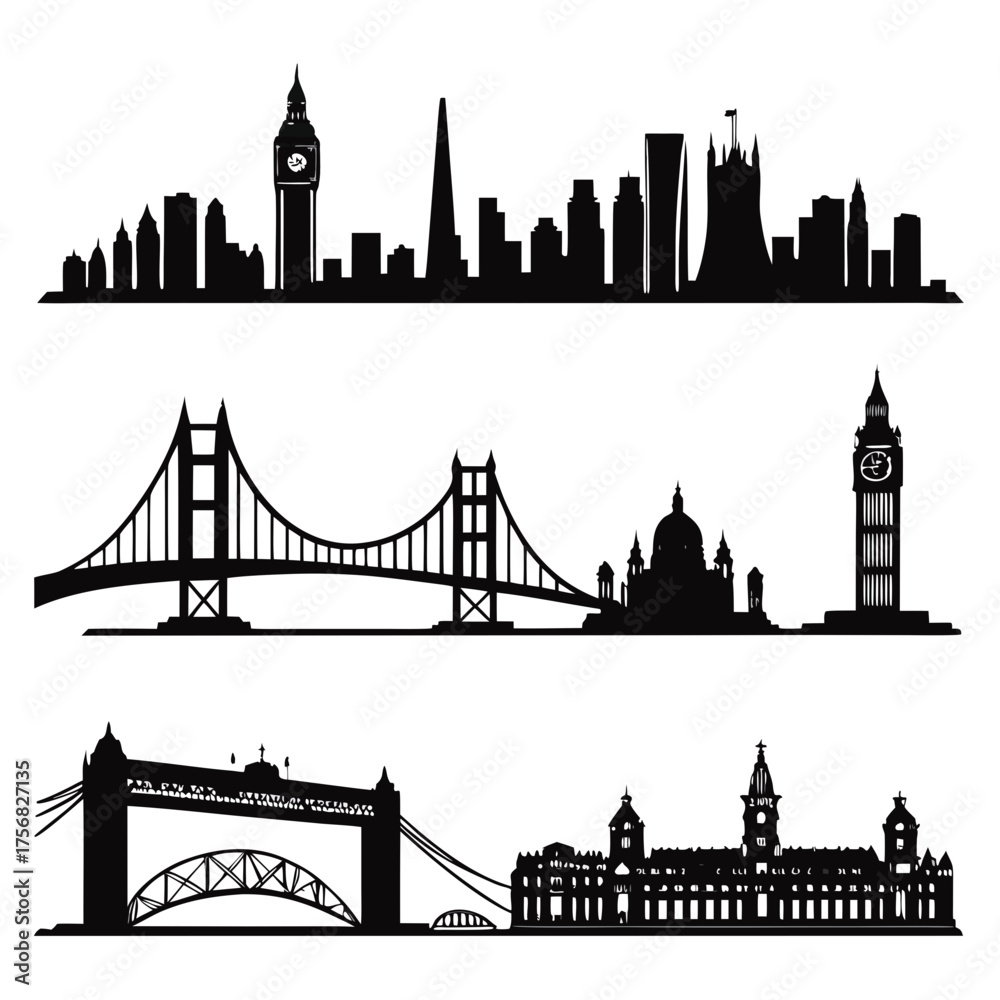 Obraz premium Vector art of city skyline, bridge and building, vector illustration