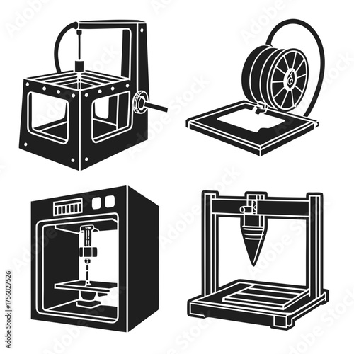 Vector art of 3d printers