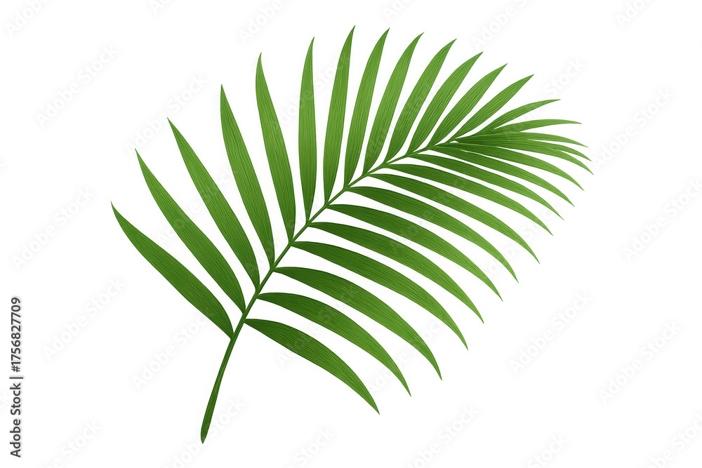Obraz premium Green palm frond displaying tropical plant foliage, providing a natural decorative element with transparent background