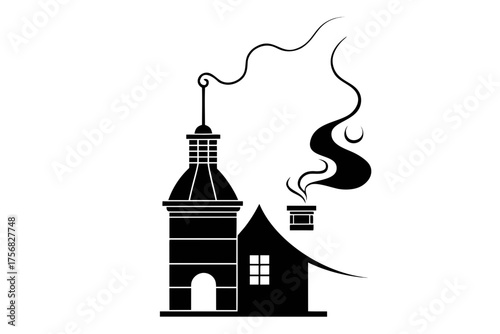 Stocking with bell accent chimney icon festive chimney decoration