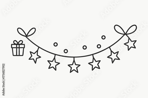 Wavy star gift garland decoration festive holiday Christmas celebration design