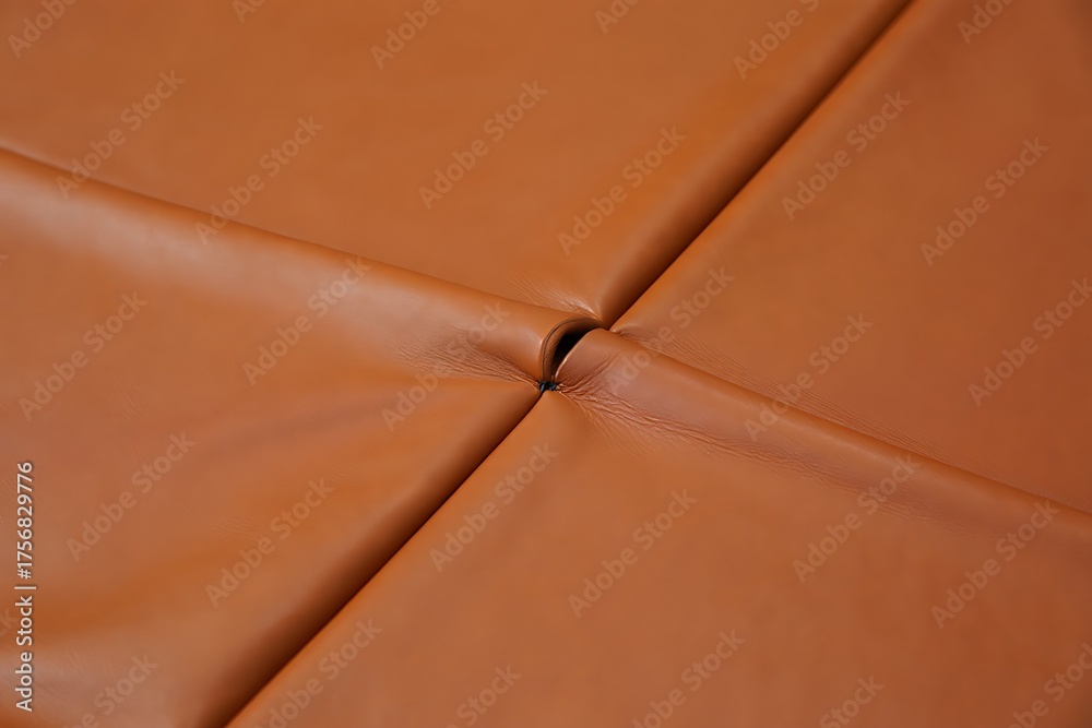 Obraz premium Close up of a textured orange leather surface with diamond stitching detail
