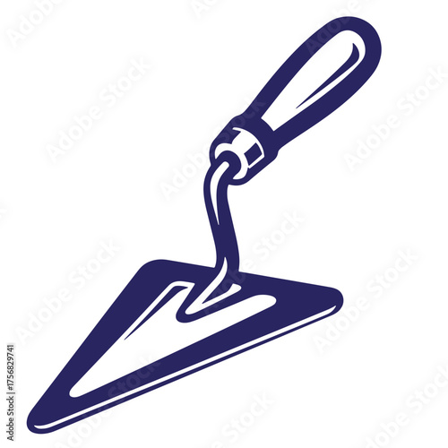 Vector illustration of a dark blue trowel tool for construction and diy projects
