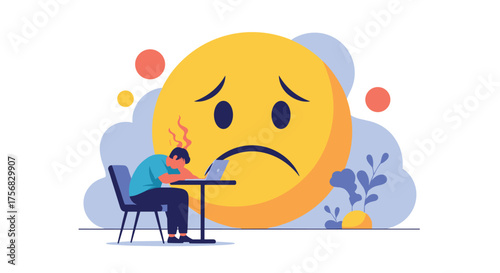 Illustration of a person experiencing stress and sadness.