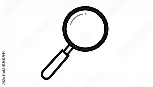 Simple black magnifying glass icon on white background.