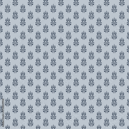 Elegant Peacock Feather Floral Seamless Pattern Background