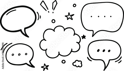 Hand Drawn Speech Bubbles and Thought Clouds Collection for Creative Projects