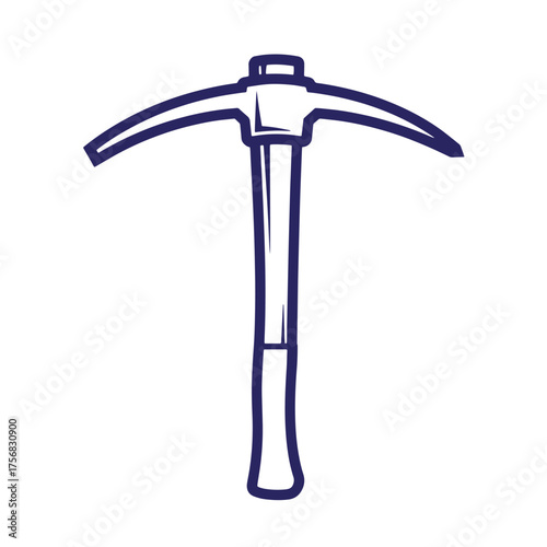 Vector illustration of a simple pickaxe outline isolated on a white background