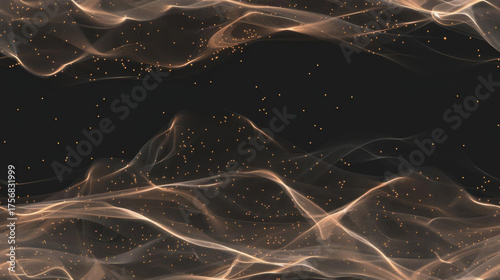 Abstract flowing waves with golden particles create dreamy atmosphere