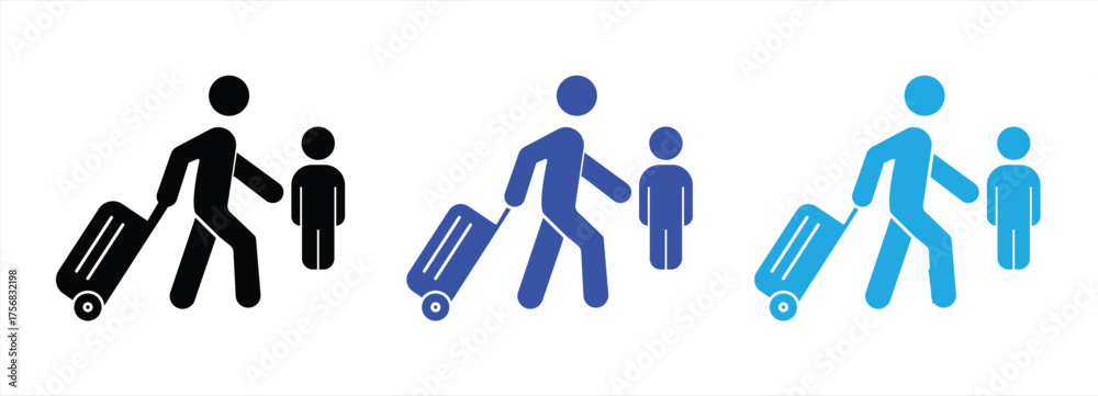Obraz premium family vacation travel solid icon, vector illustration