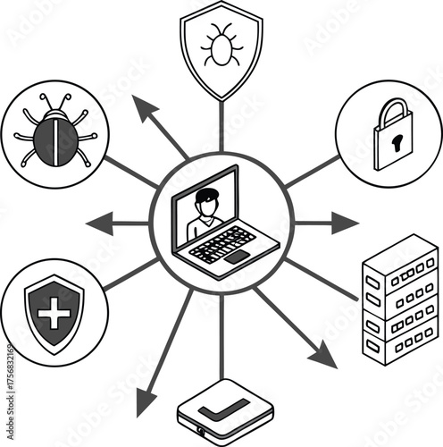 Cyber Security Icons Set – Data Protection, Hacking, Encryption, Safety Symbols