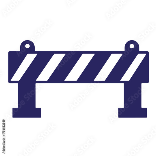 Simplified illustration of a vintage construction barrier with diagonal warning stripes