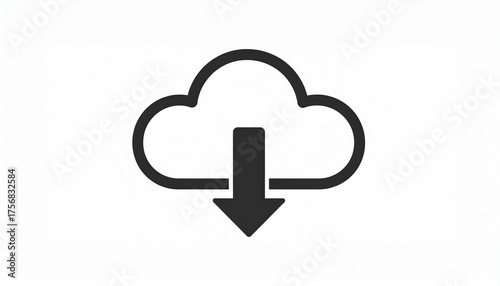 Cloud Download Icon Simple Design Element.