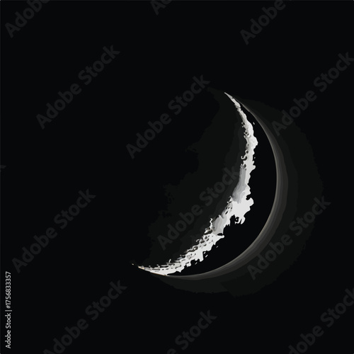 Crescent moon in the dark night sky a celestial body lunar phase