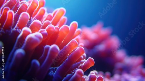 Macro shot of a coral reef, showcasing vibrant colors and life.