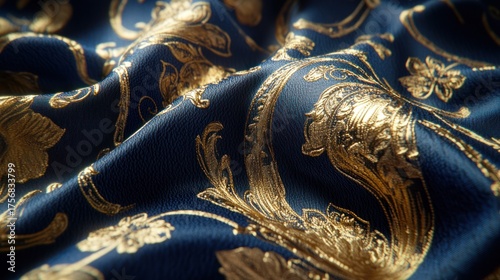 Close-up of the fabric, highlighting the intricate patterns and colors.