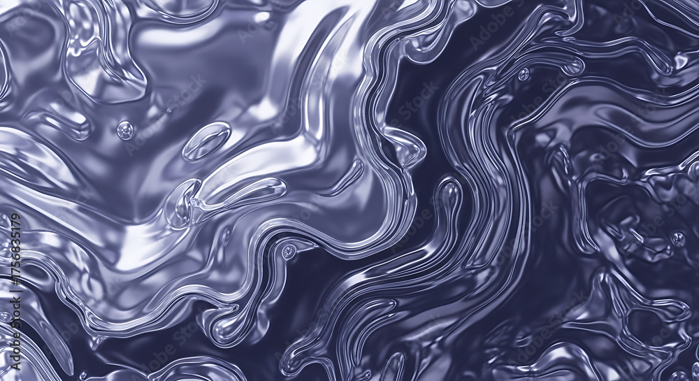 Fototapeta premium An abstract background of swirling viscous liquid with a shiny, reflective purple metallic texture