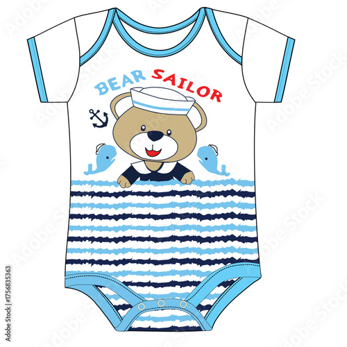boys bodysuit little bear sailor illustration print 