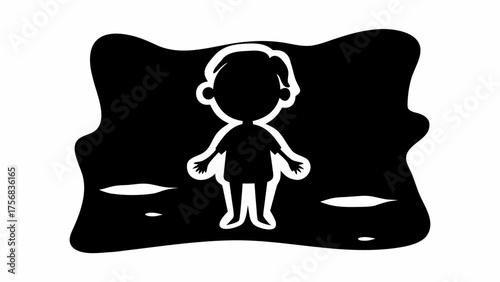 Bold silhouette of a child standing with arms out, exudes playful innocence and simple design appeal