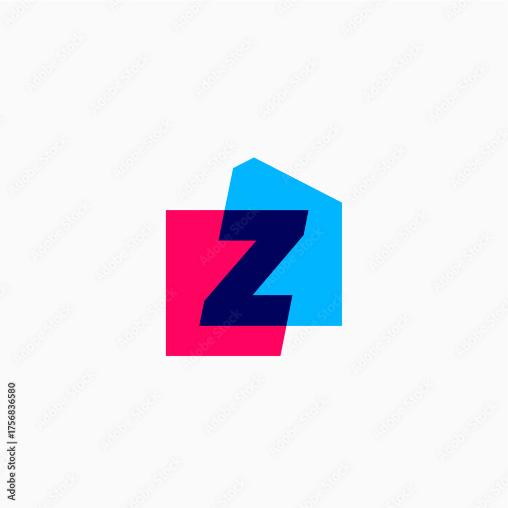 Fototapeta premium letter z house home mortgage real estate living logo vector icon illustration
