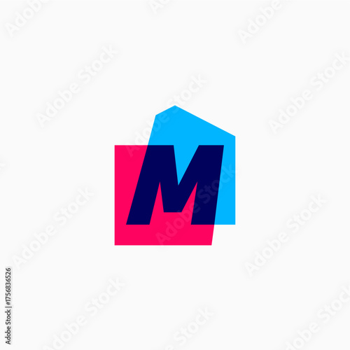 letter m house home mortgage real estate living logo vector icon illustration