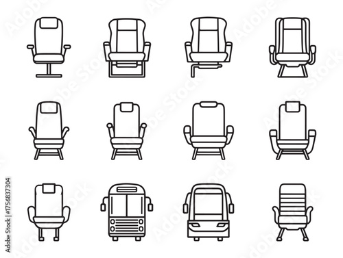 Bus Interior Seat Line Art Design