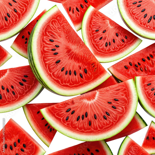 Watermelon slices red, juicy, seeded refreshment on a dark background